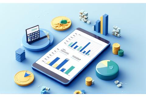Ilustración de tablet mostrando un gráfico de gestión financiera