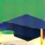 Icono de educación - un gorro de graduación con un libro abierto